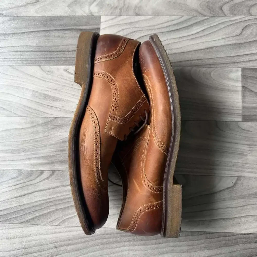 Johnston & Murphy Wingtip Oxfords Brown Leather Size 12M